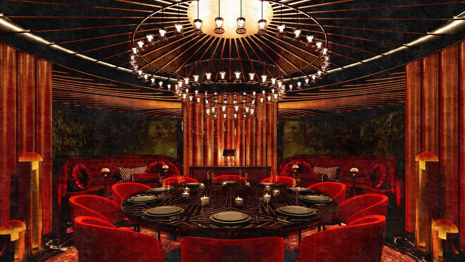 The Hand & The Eye magic venue at 100 E. Ontario St. in Chicago will include multiple dining areas, as depicted in this rendering. (Rockwell Group)