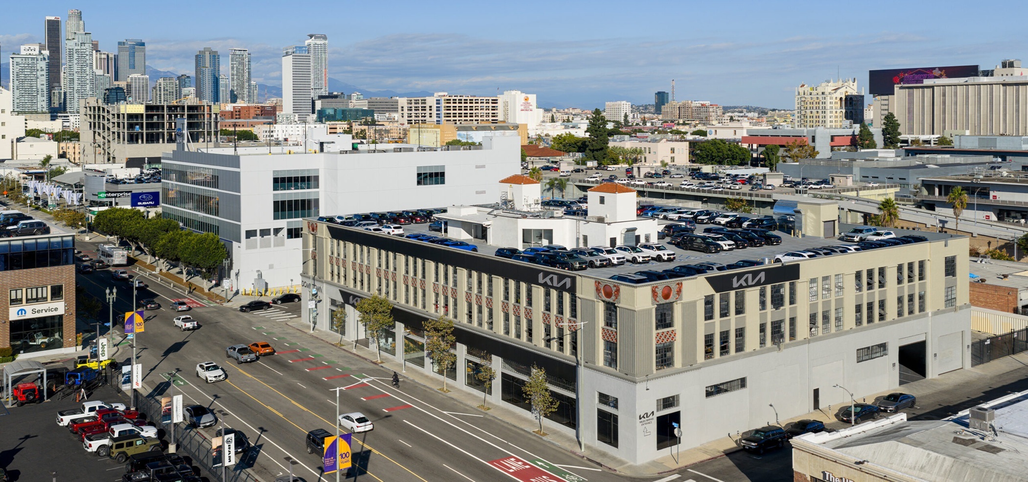 AO's automotive design studio transformed a historic office building in downtown Los Angeles into a Kia dealership. (AO)