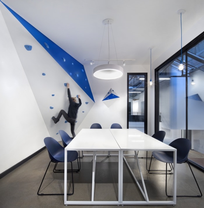 Climbing fixtures pay tribute to a local hangout, the Allez Up climbing gym. (Claude-Simon Langlois)