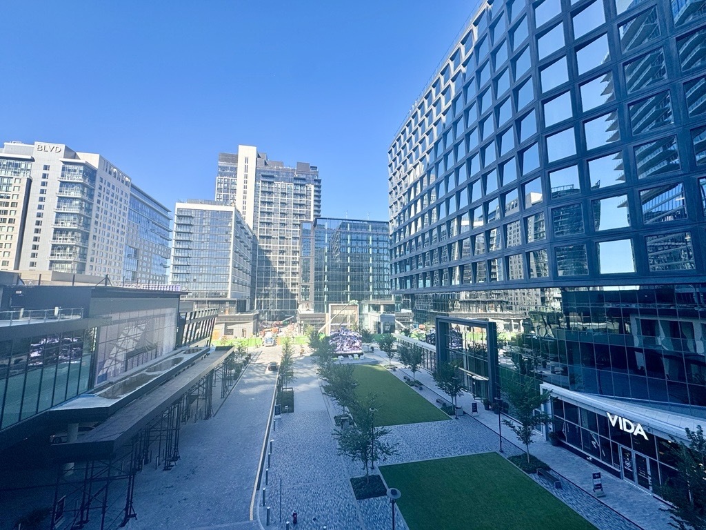 A view from the JW Marriott in the Reston Row section of the development, overlooking a park. (Jonathan Lehrfeld/CoStar News)