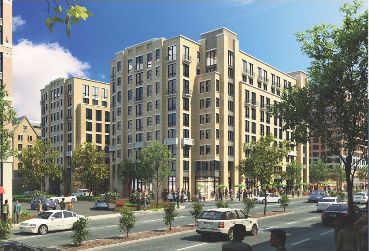 Bethesda developer Saul Centers is planning a 350-unit apartment complex with 15,000 square feet of retail space. (Montgomery County Planning Board)