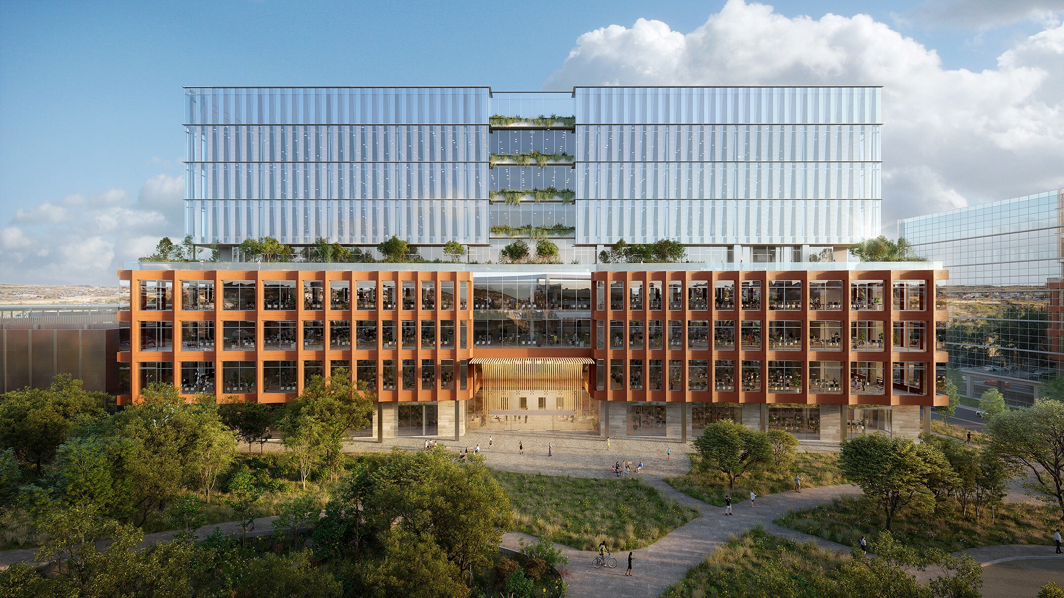 Alexandria Real Estate Equities said it signed a major pharmaceutical firm to occupy a planned build-to-suit research hub at its Campus Point complex in San Diego. (Alexandria Real Estate Equities rendering)