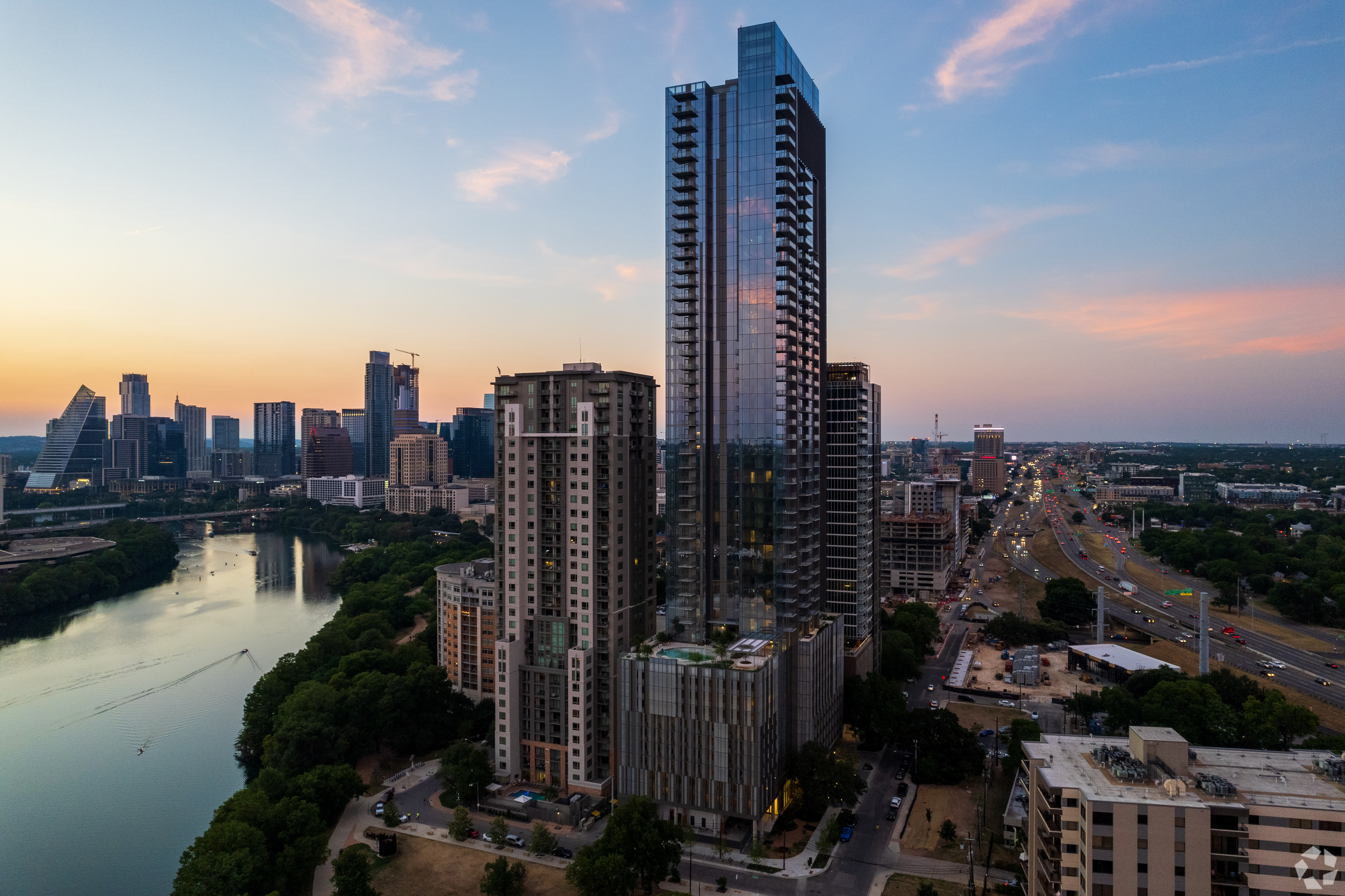 A 50-story condominium tower called 44 East in downtown Austin, Texas, has opened to residents in the Rainey Street Historic District. (Saeid Zare/CoStar)