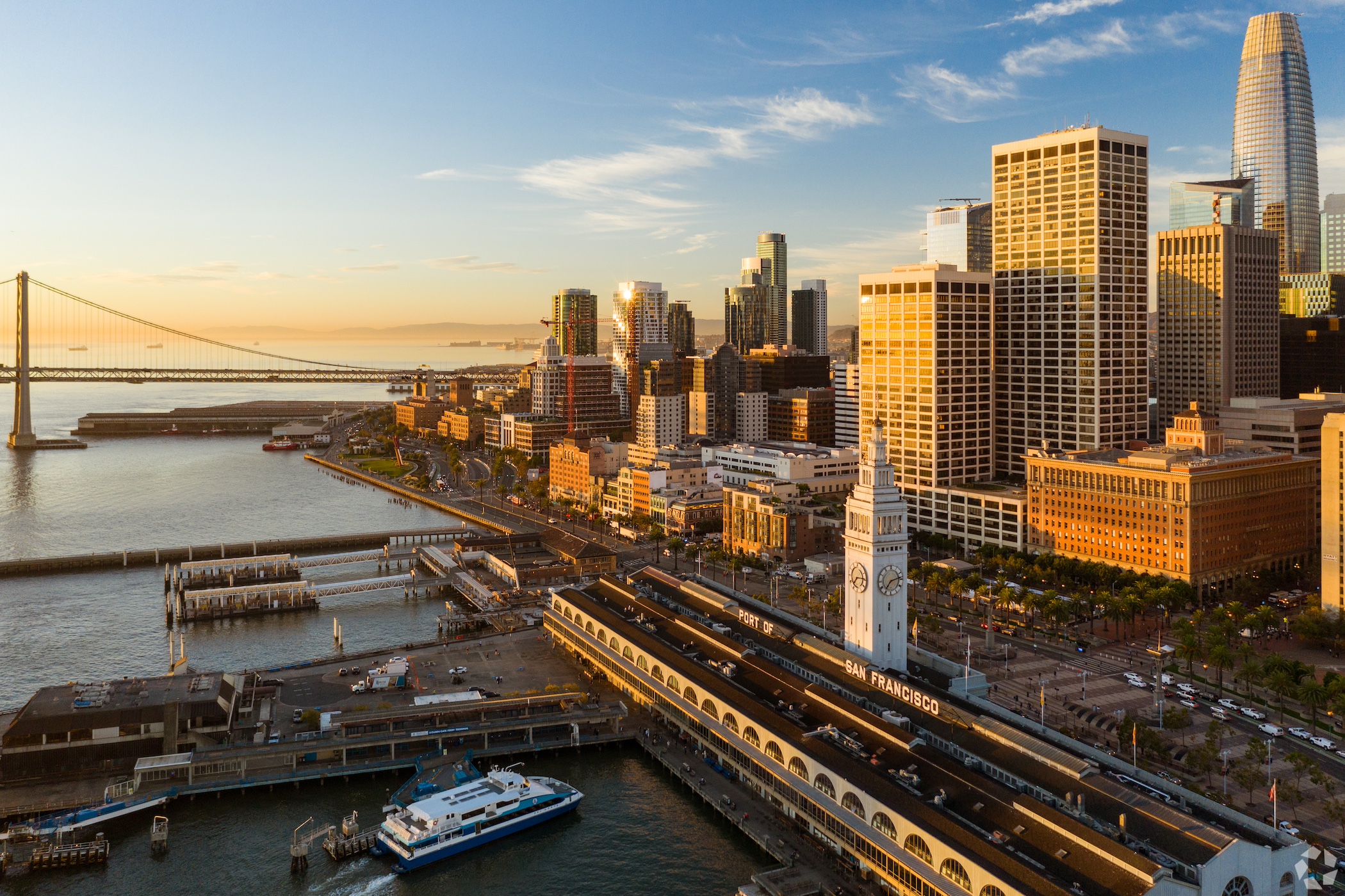 Hudson Pacific Properties reported improving demand for office space in cities such as San Francisco, where the landlord recently renewed a deal at the Ferry Building. (CoStar) 