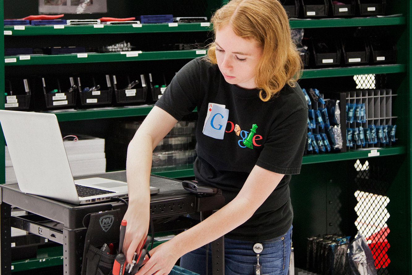 A Google IT technician works in one of the search engine's U.S. data centers. The California-based company plans to invest more than $1 billion this year in Texas. (Google)