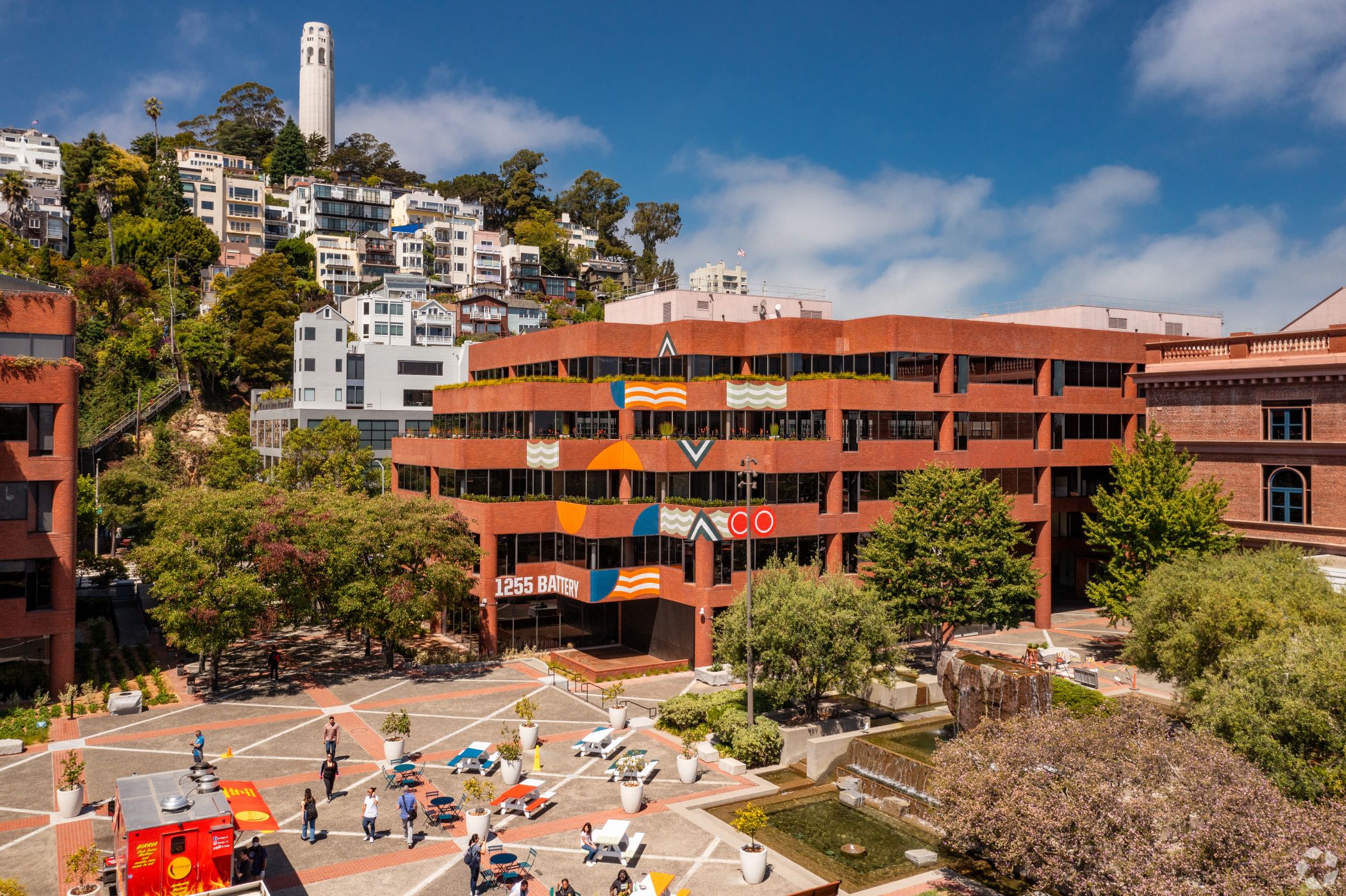 Levi's Plaza in San Francisco and the neighboring Waterfront Plaza complex have signed a slew of new early stage AI startups as tenants. (CoStar) 