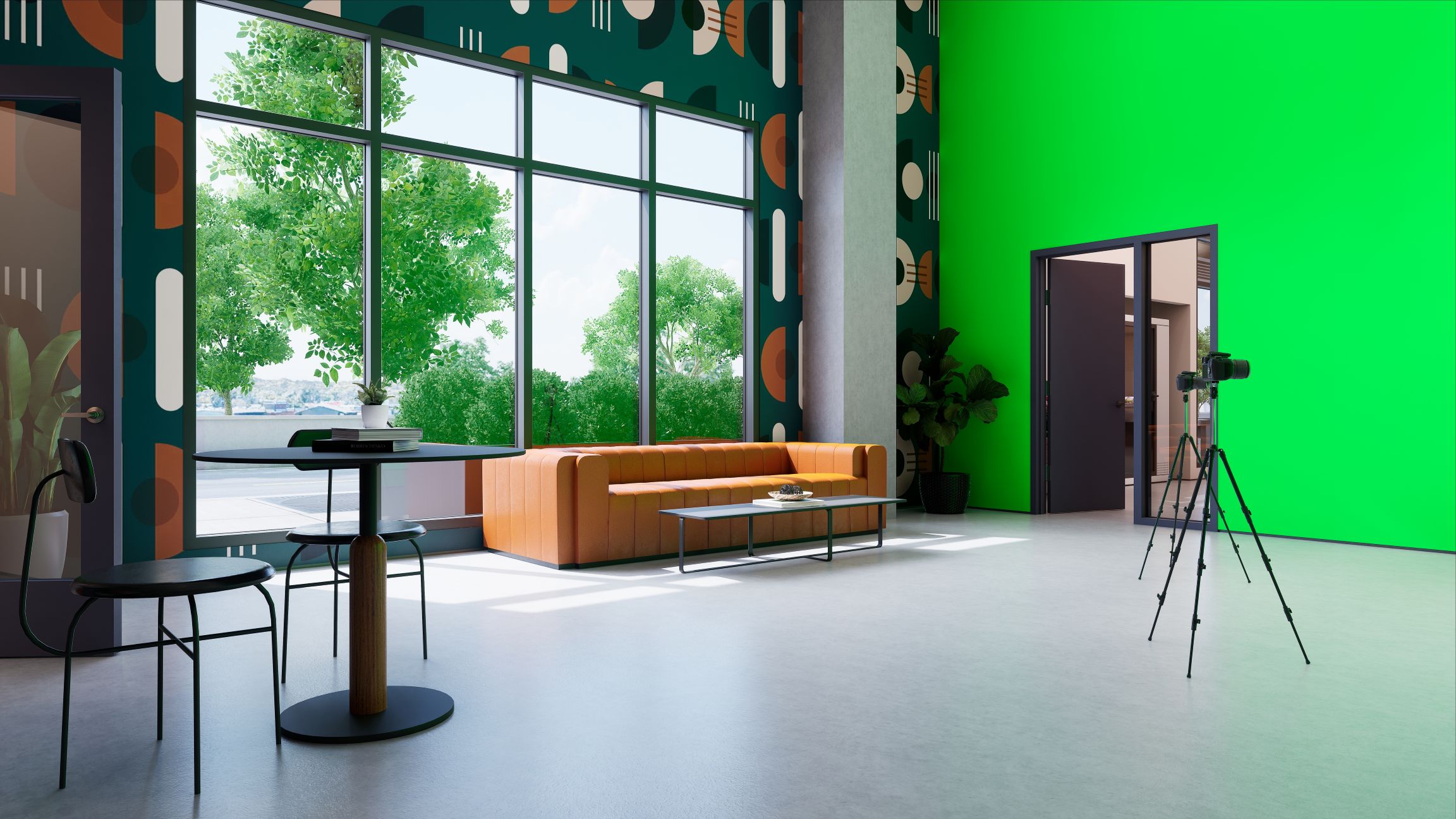 A rendering of a green screen room that residents can use for creating visual effects at the Intro mixed-use complex in Burbank, California. (LaTerra Development)