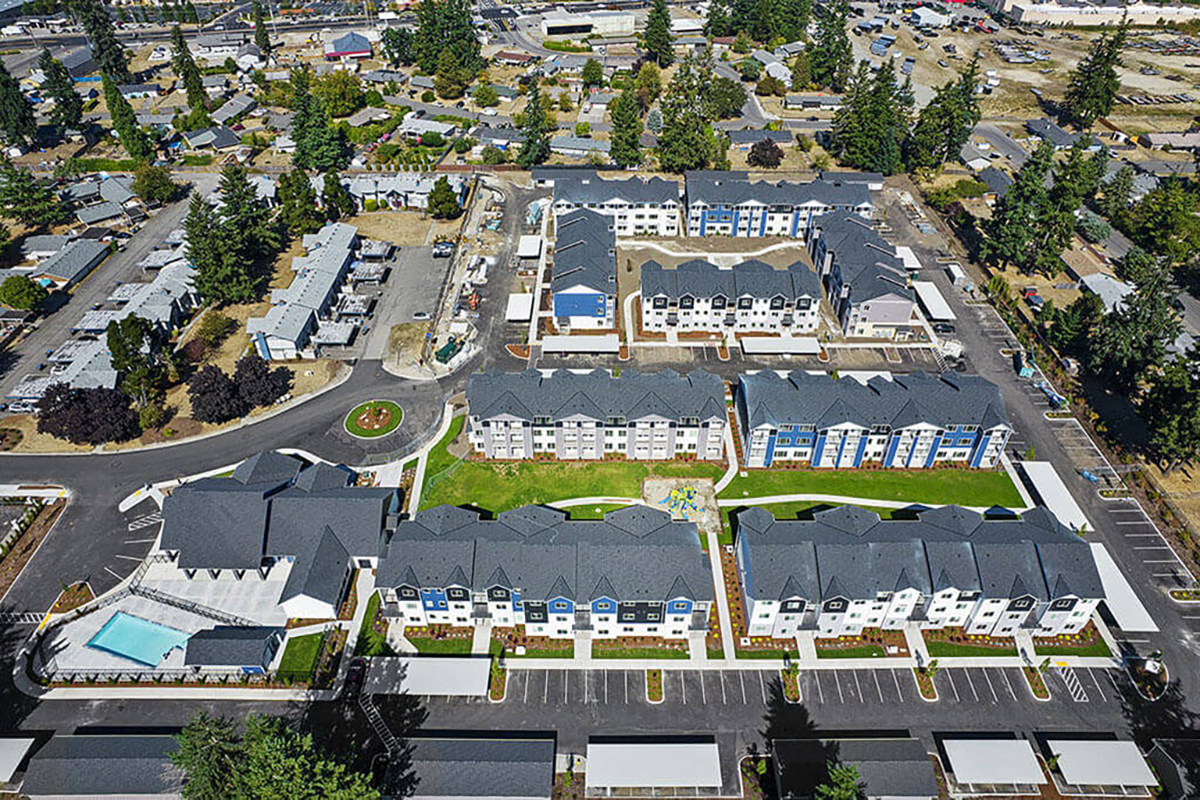 The Meadowscape apartments recently opened in Olympia, northeast of Lacey, Washington. (CoStar)