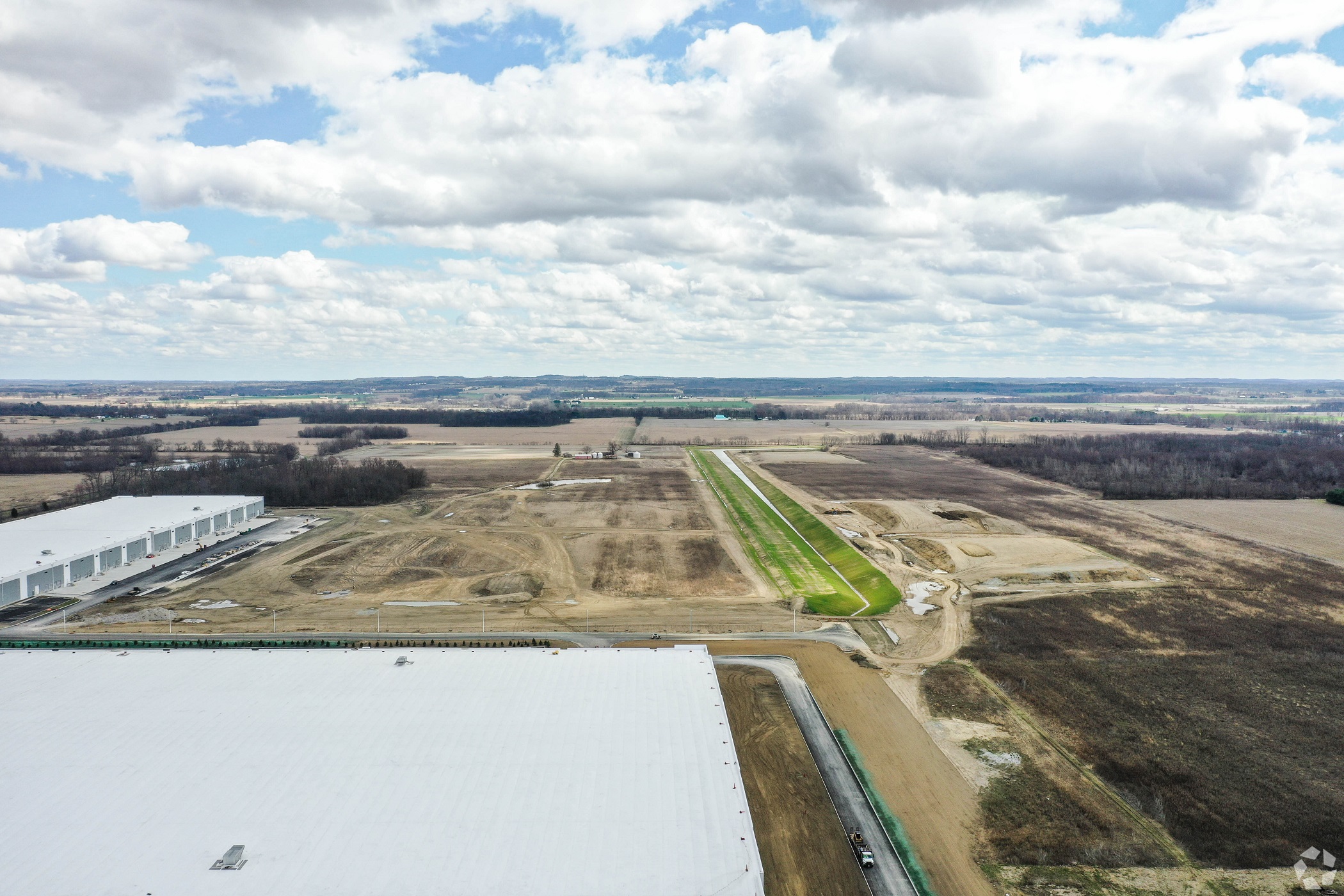 An aerial image of the Rickenbacker Logistics Park site in Groveport, Ohio, taken in 2021. (Sam Blythe/CoStar)